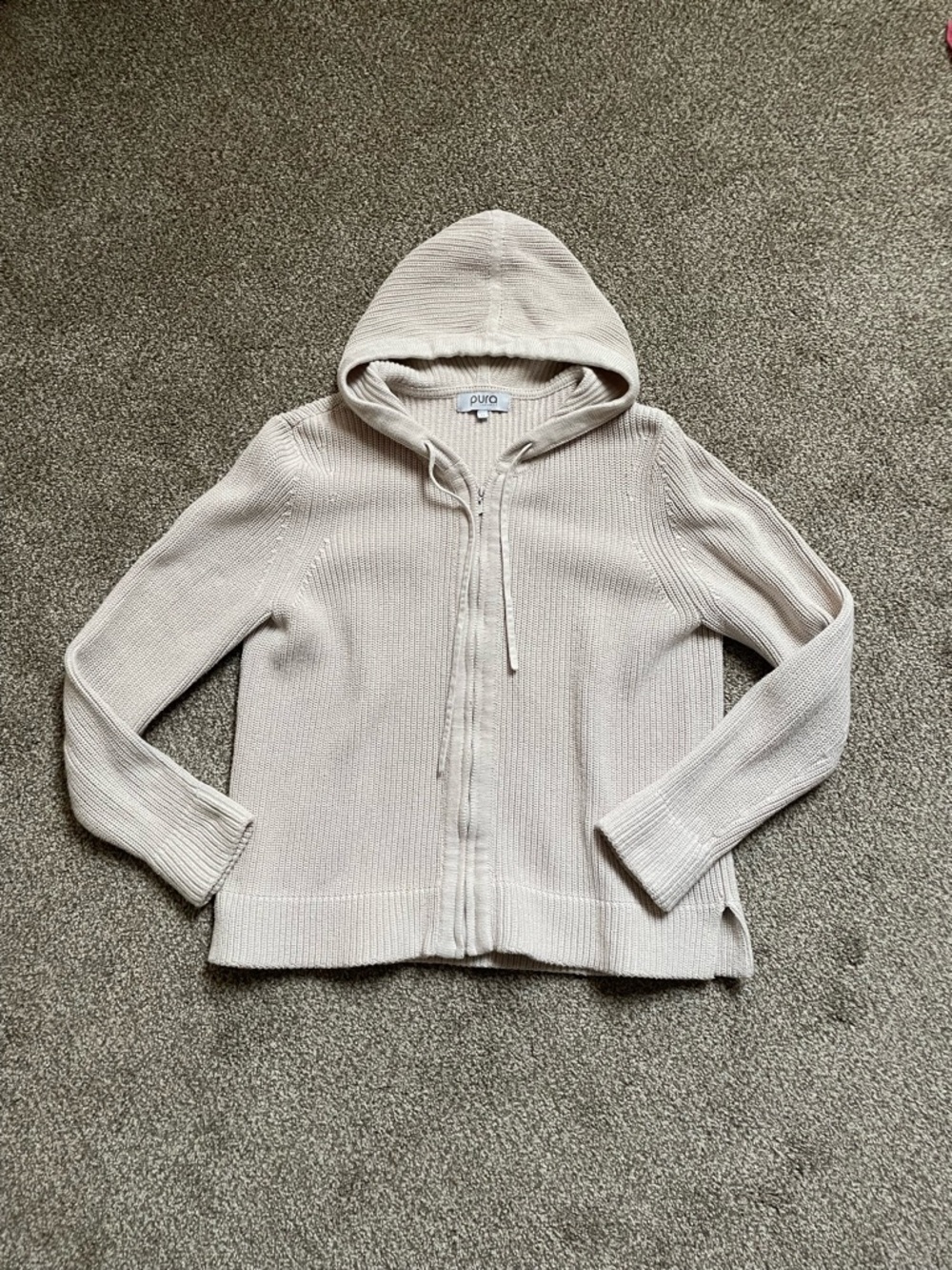 Pura Cashmere Cotton Full Zip Up Hoody Sweater
